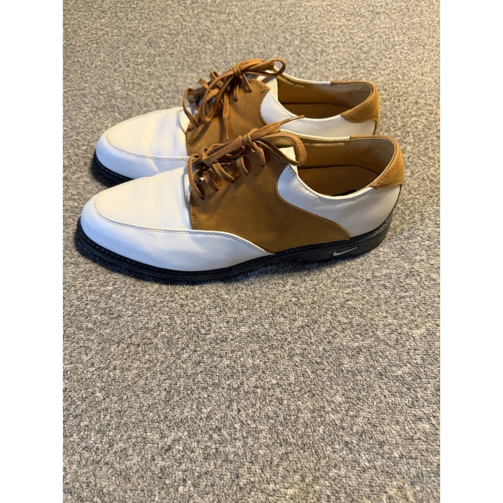 Women's Nike 11 M Golf Shoes Leather White Tan Saddle